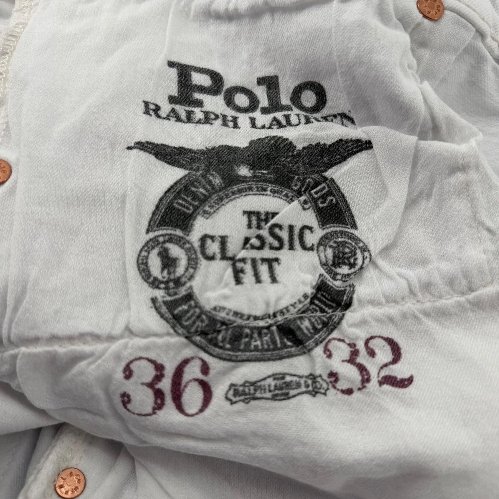 Polo Ralph Lauren Jeans Mens 36X32 White Classic Fit Straight Leg Stretch Denim